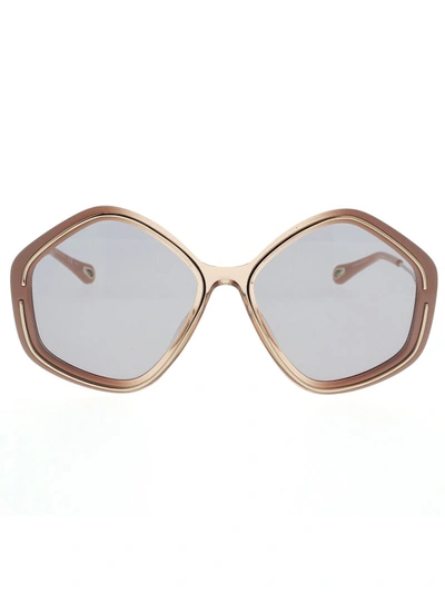 Chloé Eyewear Geometrical Frame Sunglasses In Brown