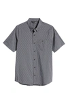 Travismathew Dig Down Short Sleeve Button-up Shirt In Heather Black