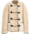 Totême Sheep Shearling Clasp Single-breasted Teddy Jacket In Off White