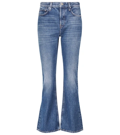Totême Organic Cotton Crop Flare Wide Leg Jeans In Mid Blue