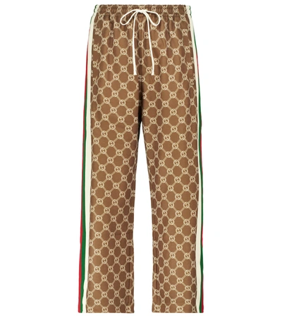 Gucci Interlocking G Cropped Sweatpants In Military Green/ivory