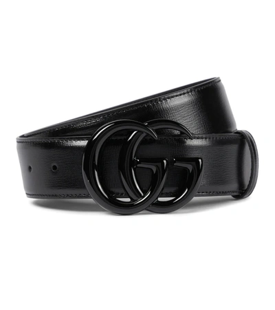 Gucci Gg Marmont Leather Belt In Black/black
