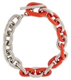 Rabanne + Tsunehisa Kimura Xl Link Silver-tone And Enamel Necklace In Orange / Silver