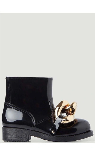 Jw Anderson Chain-detail Rubber Ankle Boots In Black