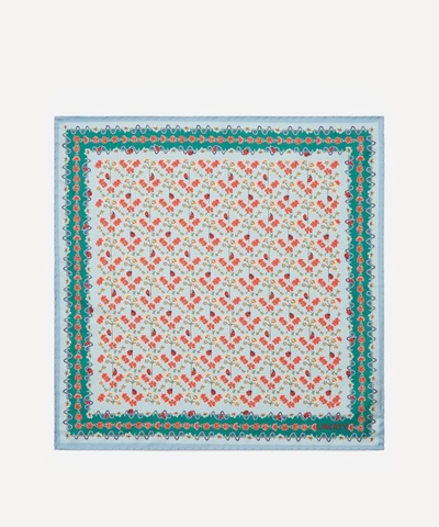 Liberty Spring Garden 45 X 45cm Silk Twill Scarf In Blue