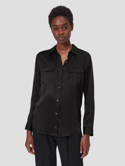 Equipment Signature Silk Satin Shirt In True Black