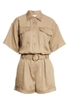Frame Arie Short Sleeve Romper In Desert