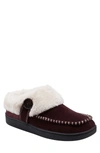 Earth Origins Raine Faux Fur Lined Suede Slipper In Maroon Suede