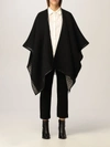 Ferragamo Reversible Wool Poncho In Black