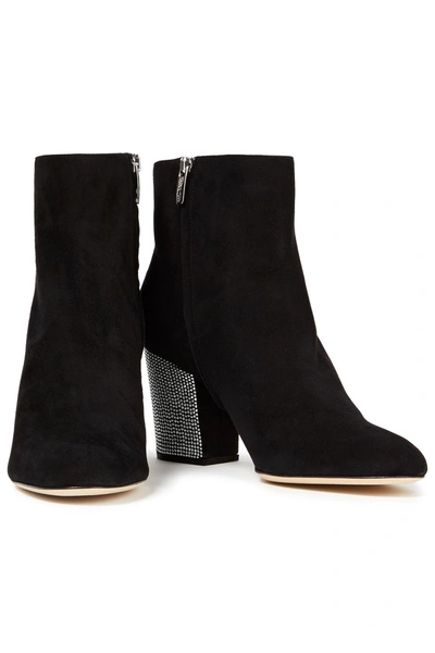 Sergio Rossi Bead-embellished Suede Ankle Boots In Black