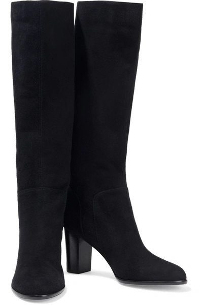 Sergio Rossi Suede Knee Boots In Black