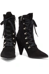 Gianvito Rossi Waterloo 85 Lace-up Suede Ankle Boots In Black