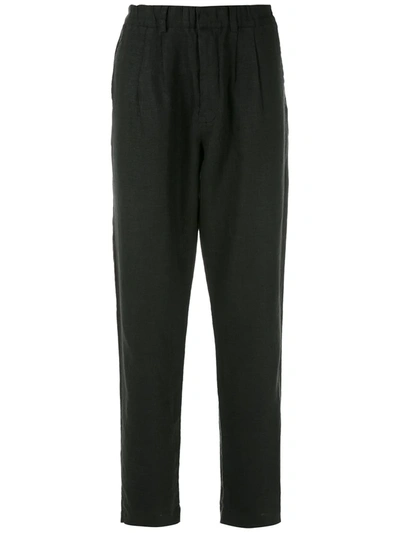 Handred Linen Straight Trousers In Black