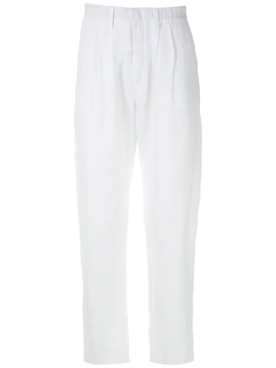 Handred Linen Straight Trousers In White