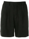 Handred Pleated Linen Shorts In Black
