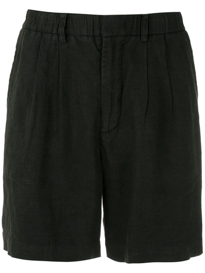 Handred Pleated Linen Shorts In Black