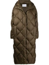 Stand Studio Long Puffer Coat In Green