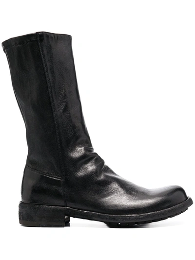 Officine Creative Grained Zip-up Boots In Black