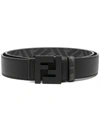 Fendi Mens Nero Reversible Logo-print Leather Belt 32 In Black