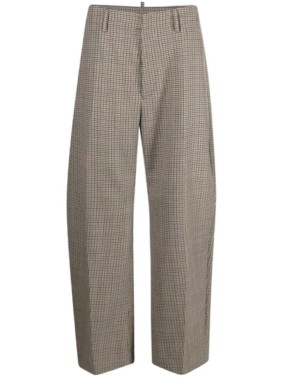 Dsquared2 Houndstooth-pattern Wide-leg Trousers In Neutrals