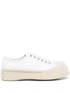 Marni Pablo Leather Chunky Wide Toe Lace Up Low Top Sneakers In White