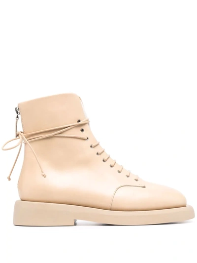 Marsèll Lace-up Leather Ankle Boots In Neutrals