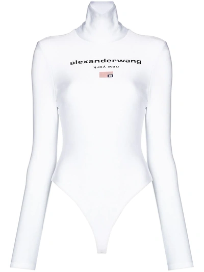 Alexander Wang Turtleneck Long-sleeve Bodysuit In White