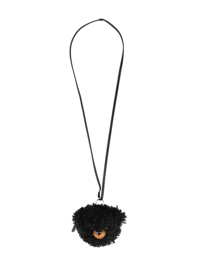 Mcm Mini Bear Keychain Pouch In Black