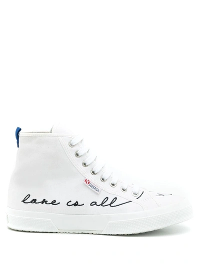 Blue Bird Shoes Slogan High-top Sneakers In White