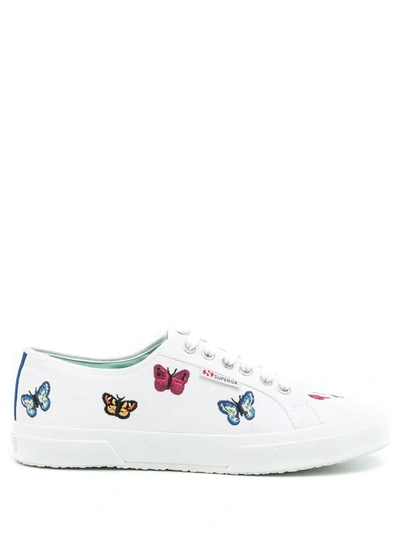 Blue Bird Shoes Butterfly Print Low-top Sneakers In White