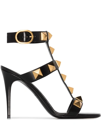 Valentino Garavani Garavani Roman Stud 100 Black Leather Sandals