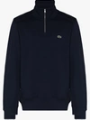 Lacoste Logo-embroidered High-neck Sweatshirt In Blue