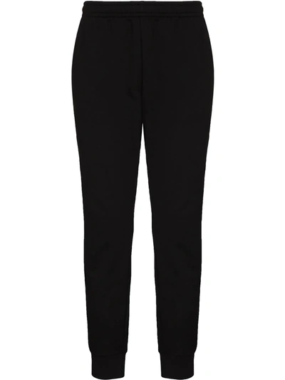 Lacoste Logo-embroidered Tapered Track Trousers In Black