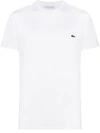 Lacoste Logo-embroidered Crew-neck T-shirt In White