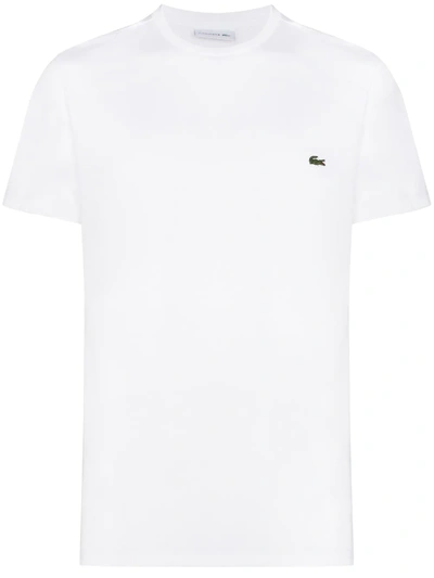 Lacoste Logo-embroidered Crew-neck T-shirt In White