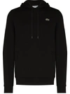 LACOSTE LOGO-EMBROIDERED COTTON HOODIE
