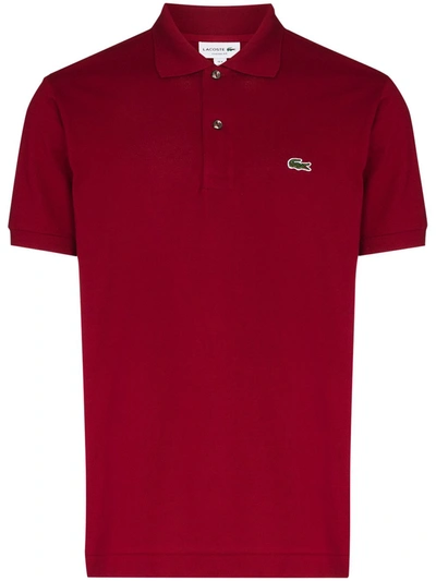 Lacoste Logo-embroidered Short-sleeve Polo Shirt In Maroon