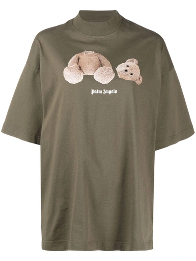 Palm Angels Palm  Bear Loose Tee Crwnk Sh In Verde Militare