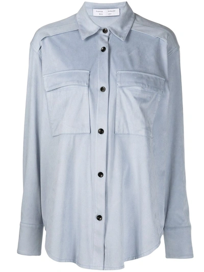 Proenza Schouler White Label Faux Suede Shirt In Blue