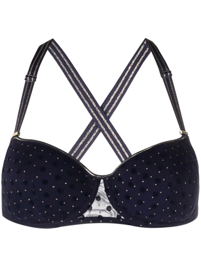 Marlies Dekkers Polka-dot Print Padded-cup Bra In Blue