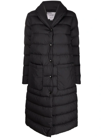Woolrich Mid-length Padded Coat In Black