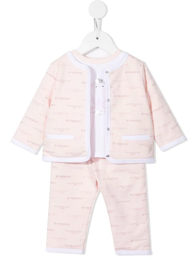 Givenchy Babies' Logo-print Three-piece Set In Pink