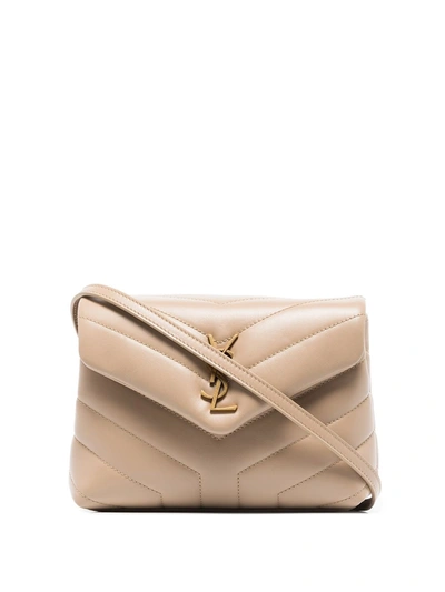 Saint Laurent Loulou Leather Shoulder Bag In Beige