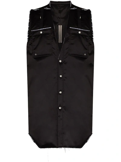 Rick Owens Outershirt Unfinished Gilet In Black