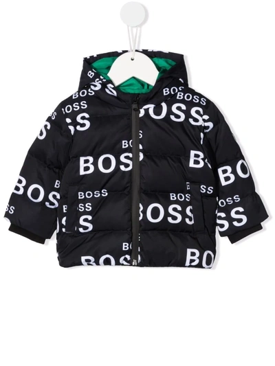 Bosswear Kids' Logo-print Zip-up Padded Jacket In Black