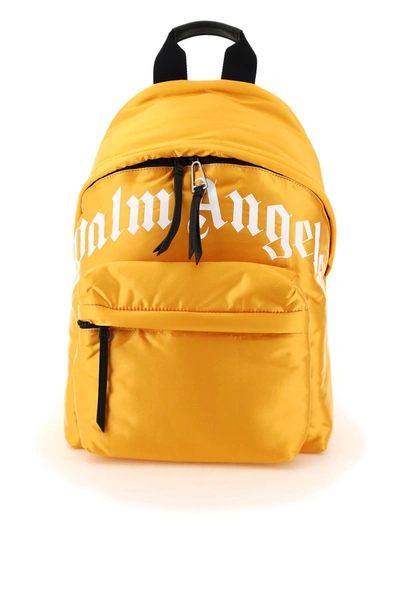 Palm Angels Curved-logo Backpack In Yellow