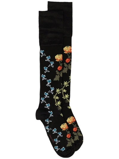 Simone Rocha Creeping Flower Jacquard Knee-high Socks In Black