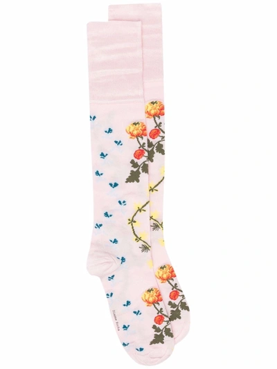 Simone Rocha Creeping Flower Jacquard Ankle-high Socks In Pink