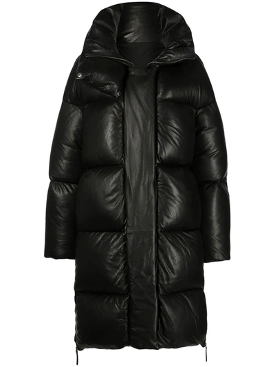 Khaite Leo Quilted Leather Down Coat In Black
