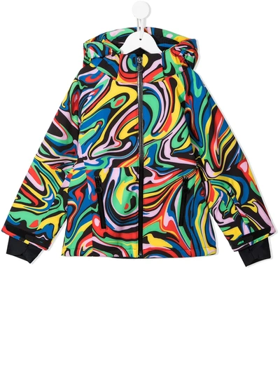 Stella Mccartney Kids' Abstract-pattern Zip-up Hooded Jacket In Black
